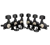 Guyker 6Pcs Guitar Locking Tuners (3L + 3R Handed) - 1:21 Ratio Lock String Tuning Key Pegs Machine Heads with Hexagonal Handle Replacement for LP SG Style Electric, Folk or Acoustic Guitars - Black