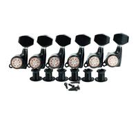 Guyker 6Pcs Guitar Locking Tuners (6 Left Handed) - 1:18 Ratio Lock String Tuning Key Pegs Machine Heads with Hexagonal Handle Replacement for LP SG Style Electric, Folk or Acoustic Guitars - Black