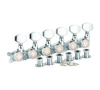 Guyker 6Pcs Guitar Locking Tuners (6 Left Handed) - 1:18 Ratio Lock String Tuning Key Pegs Machine Heads with Hexagonal Handle Replacement for LP SG Style Electric, Folk or Acoustic Guitars - Chrome