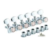 Guyker 6Pcs Guitar Locking Tuners (6 Right Handed) - 1:18 Ratio Lock String Tuning Key Pegs Machine Heads with Hexagonal Handle Replacement for LP SG Style Electric, Folk or Acoustic Guitars - Chrome