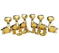 Guyker 6Pcs Guitar Machine Heads (3L + 3R) - 1:21 Sealed Tuning Key Pegs Tuners Set Replacement for ST Tele SG Style Electric or Acoustic Guitars - Golden
