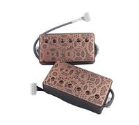 Guyker Alnico5 Humbucker Pickup LP Les Paul Guitarra, Pastilla de guitarra esmaltada lisa con circuito, superficie de bronce con patrón de engranajes