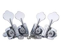 Guyker Bass Tuners (2R + 2L) - 1:26 Ratio Open Gear Tuning Key Pegs Machine Head Replacement for Electric Jazz Guitar Bass or Precision Instruments - Chrome