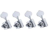 Guyker Bass Tuners (4 for Left) - 1:26 Ratio Open Gear Tuning Key Pegs Machine Head Replacement for Electric Jazz Guitar Bass or Precision Instruments - Chrome