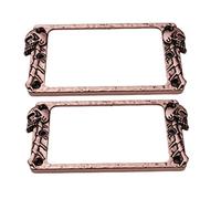 Guyker Cubierta plana de metal Humbucker, juego de anillos de montaje para pastillas, pieza de repuesto para guitarra eléctrica o bajo de precisión (2 unidades, bronce antiguo PR007)