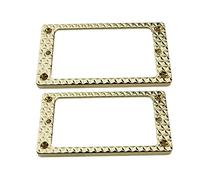 Guyker Cubierta plana de metal Humbucker, juego de anillos de montaje para pastillas, pieza de repuesto para guitarra eléctrica o bajo de precisión (2 unidades, PR009 dorado)