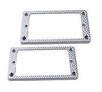 Guyker Cubierta plana de metal Humbucker, juego de anillos de montaje para pastillas, pieza de repuesto para guitarra eléctrica o bajo de precisión (2 unidades, cromo PR004)