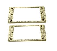 Guyker Cubierta plana de metal Humbucker, juego de anillos de montaje para pastillas, pieza de repuesto para guitarra eléctrica o bajo de precisión (2 unidades, PR008 dorado)