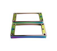 Guyker Curved Bottom Metal Humbucker Pickup Mounting Ring Set - Bridge and Neck Pickups Cover Frame Replacement Compatible with Les Paul LP Style Electric Guitar(2PCS, Chameleon Rainbow)