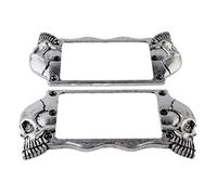 Guyker Flat Metal Humbucker Pickup Mounting Ring Set - Bridge Neck Pickups Cover Frame Replacement Part for Electric Guitar or Precision Bass(2PCS, Antique Silver)