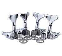 Guyker Guitar Bass Tuners (2R + 2L) - 1:17 Ratio Headstock Sealed Tuning Key Pegs Machine Head Replacement for Electric Jazz Bass or Precision Instruments - Chrome