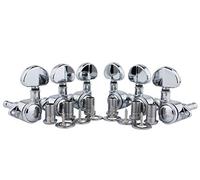 Guyker Guitar Locking Tuners (3L + 3R) - 1:21 High End Roto-Grip Rotomatic Lock String Tuning Key Pegs Machine Head with Big Handle Replacement - Chrome