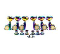 Guyker Guitar Locking Tuners (3L + 3R) - 1:21 Lock String Tuning Key Pegs Machine Head Set Replacement for ST TL SG LP Style Electric, Folk or Acoustic Guitars - Chameleon Rainbow
