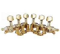 Guyker Guitar Locking Tuners (3L + 3R Handed) - 1:18 Lock String Tuning Key Pegs Machine Head with Hexagonal Handle Replacement for ST TL SG LP Style Electric, Folk or Acoustic Guitars - Golden