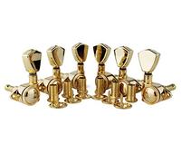 Guyker Guitar Locking Tuners (3L + 3R Handed) - 1:21 Models Rear Lock String Tuning Key Pegs Machine Head with Trapezium Handle Replacement for Electric, Folk or Acoustic Guitars - Gold