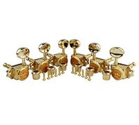 Guyker Guitar Locking Tuners (3L + 3R Handed) - Vintage Deluxe Lock String Tuning Key Pegs Machine Heads Replacement Parts for ST TL Style Electric, Folk or Acoustic Guitars - Gold