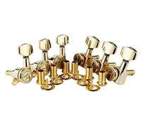 Guyker Guitar Locking Tuners (6 for Left) - 1:18 Lock String Tuning Key Pegs Machine Head with Hexagonal Handle Replacement for ST TL SG LP Style Electric, Folk or Acoustic Guitars - Golden