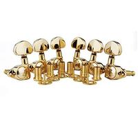 Guyker Guitar Machine Heads (3L + 3R Handed) - 1:21 Sealed Tuners Tuning Key Pegs with Big handle Replacement for Electric, Folk or Acoustic Guitars - Gold, GK102G