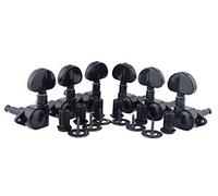 Guyker Guitar Machine Heads (3L + 3R Handed) - 1:21 Sealed Tuners Tuning Key Pegs with Big handle Replacement for Electric, Folk or Acoustic Guitars - Black, GK102B