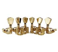 Guyker Guitar Machine Heads (3L + 3R Handed) - 1:21 Sealed Tuners Tuning Key Pegs with Trapezium Handle Replacement for Electric, Folk or Acoustic Guitars - Gold, GK-104G