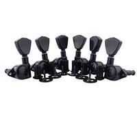 Guyker Guitar Machine Heads (3L + 3R Handed) - 1:21 Sealed Tuners Tuning Key Pegs with Trapezium Handle Replacement for Electric, Folk or Acoustic Guitars - Black, GK-104B