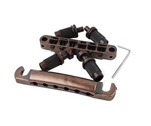 Guyker Guitar Tune-O-Matic - Combo de puente y barra de parada con anclajes y pernos de repuesto compatible con guitarra eléctrica LP SG EPI de 6 cuerdas (bronce)