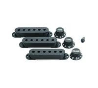 Guyker Juego de 3 cubiertas de plástico para pastillas de bobina única (52 mm de distancia entre postes) y 1 perilla de interruptor de 2 tonos 1V2T y tapa de interruptor para guitarra eléctrica y bajo