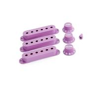 Guyker Juego de 3 cubiertas de plástico para pastillas de bobina única (52 mm de distancia entre postes) y 1 perilla de interruptor de 2 tonos 1V2T y tapa de interruptor para guitarra eléctrica y bajo