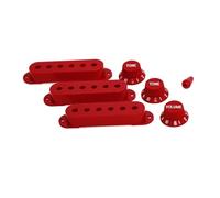 Guyker Juego de 3 cubiertas de plástico para pastillas de bobina única (52 mm de distancia entre postes) y 1 perilla de interruptor de 2 tonos 1V2T y tapa de interruptor para guitarra eléctrica y bajo