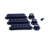 Guyker Juego de 3 cubiertas de plástico para pastillas de bobina única (52 mm de distancia entre postes) y 1 perilla de interruptor de 2 tonos 1V2T y tapa de interruptor para guitarra eléctrica y bajo
