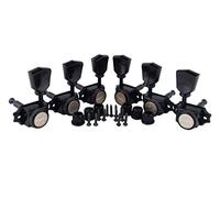 Guyker Locking Guitar Machine Heads (3R + 3L) - 1:15 Ratio Lock String Vintage Deluxe Tuning Key Pegs Tuners Set Replacement for Electric, Acoustic or Folk Guitars - Black Handle