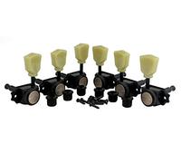Guyker Locking Guitar Machine Heads (3R + 3L) - 1:15 Ratio Lock String Vintage Deluxe Tuning Key Pegs Tuners Set Replacement for Electric, Acoustic or Folk Guitars - Black