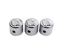 Guyker Perillas de control de potenciómetro de bajo de guitarra con 6 mm de diámetro. Ollas de eje - 3 piezas estilo águila superior cúpula de velocidad tono de volumen de repuesto para guitarra eléctrica o bajo de precisión - cromo