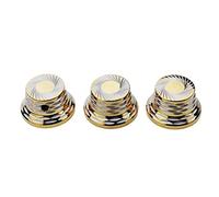 Guyker Perillas de control de potenciómetro de bajo y guitarra, 6 mm de diámetro. Macetas de eje: 3 piezas de tapas de campana de metal, tono de velocidad, volumen, patrón de girasol, piezas de repuesto - Oro