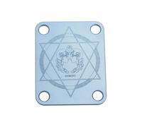 Guyker Placa de cuello de guitarra, 4 agujeros de aleación de aluminio para guitarra eléctrica, bajo, placa de cuello, pieza de repuesto con signo de estrella (R-1003, Géminis)