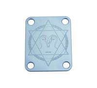 Guyker Placa de cuello de guitarra, 4 agujeros de aleación de aluminio para guitarra eléctrica, bajo, placa de cuello, pieza de repuesto con signo de estrella (R-1003, Aries)