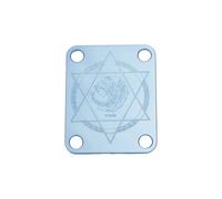 Guyker Placa de cuello de guitarra, 4 agujeros de aleación de aluminio para guitarra eléctrica, bajo, placa de cuello, pieza de repuesto con signo de estrella (R-1003, Virgo)
