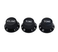 Guyker Top Hat Guitar Potentiometer Knobs 6mm Dia. Shaft Pots - Bell Cap Speed Tone and Volume Control Knob Replacement Parts for Electric Guitar or Precision Bass (Set of 3, Black)