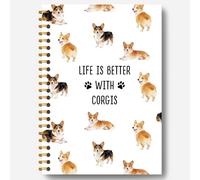 Guymn Corgi Gifts Notebook, Funny Corgy Dog Journal Women Men, Gifts for Corgi Lovers Owners, Life Is Better with Corgis Hardcover Spiral Notebooks Journals, 5.5x8.3 Inch