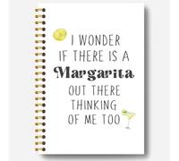 Guymn Cuaderno de regalo de margarita, diario de regalos temáticos de cóctel, regalo para los amantes de los cócteles, I Wonder If There Is a Margarita divertido cuaderno de espiral de tapa dura de