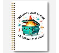 Guymn Cuaderno divertido con texto en inglés "This Little Light of Mine Dumpster Fire", divertido diario para compañeros de trabajo, regalos sarcásticos de oficina, cuadernos en espiral de tapa dura