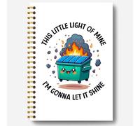 Guymn Cuaderno humorístico de fuego de contenedor de basura, diario de fuego de contenedor de basura con texto en inglés "This Little Light of Mine" - Suministros de oficina divertidos, diarios