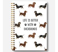 Guymn Dachshund Notebook, Weiner Dog Gifts Journal, Gifts for Dachshund Weiner Dog Lovers, Life Is Better with Dachshunds Hardcover Spiral Notebooks Journals, 5.5x8.3 Inch
