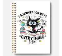 Guymn Divertido cuaderno de gato negro, diario con texto en inglés "It's Fine I'm Fine Everything is Fine", suministros de oficina divertidos para gatos, diario de regalos de gatito negro, cuadernos