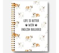 Guymn English Bulldog Gifts Notebook, Funny Dog Journal for Women Men Dog Lovers Owners, Life Is Better with English Bulldog Hardcover Spiral Notebooks Journals, 5.5x8.3 Inch