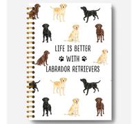 Guymn Labrador Retriever Gifts Notebook, Yellow Black Chocolate Lab Gifts Journal for Dog Lovers, Life Is Better with Labrador Retriever Hardcover Spiral Notebooks Journals, 5.5x8.3 Inch