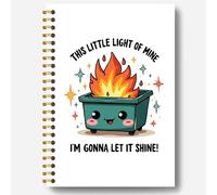 Guymn This Little Light of Mine - Cuaderno de fuego para contenedor de basura, diario divertido para mujeres, suministros de oficina divertidos, cuadernos en espiral de tapa dura de 5.5 x 8.3 pulgadas