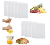 Guyode 10 Bolsas de Leche de Nueces Reutilizables de Malla de Nailon, Colador de Tela de Leche de Nueces, Filtros de Malla Fina Malla 200, Bolsa de Filtro con Cordón para Colar Almendras