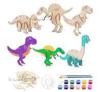 Guyode 16 Piezas Manualidades Niños Kits de Dinosaurios de Madera, Madera Colorear Puzzle Dinosaurios Puzzle 3D Niños, Manualidades para Pintar Regalo Cumpleaños DIY Juguetes Creativos (Dinosaurio)