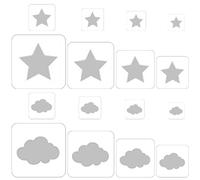 Guyode 16 Piezas Plantillas para Pintar: 8 Estrellas y 8 Nubes, DIY Dibujo de Plantillas de Pintura Artesanía para Tarjeta de Regalo, Decoración de Pared